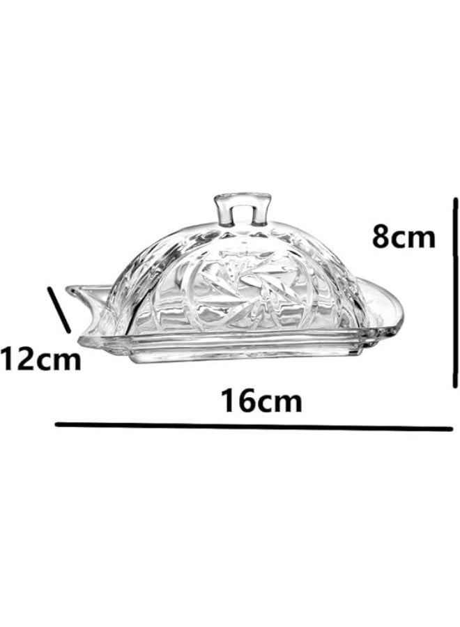 Glass Dish for serving Dates,butter, nuts and snacks, cheese, , salads , pickles, etc With Embossed Bee Decoration, Handle Lid. - Image 4